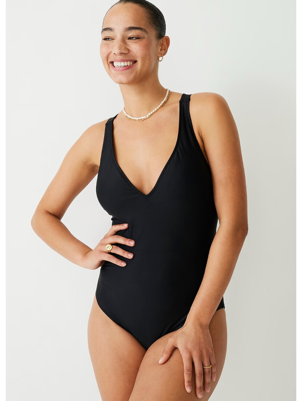 J.CREW black one-piece non-wired DD plunge swimsuit size 24DD NWT 1